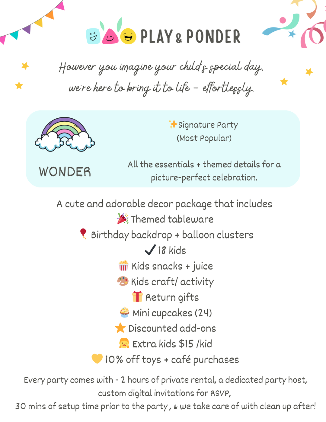 Birthday Party Package – Wonder