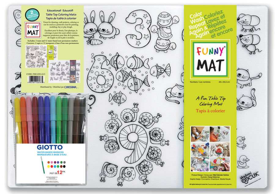 Funny Mat 2 pk & 12 Giotto markers