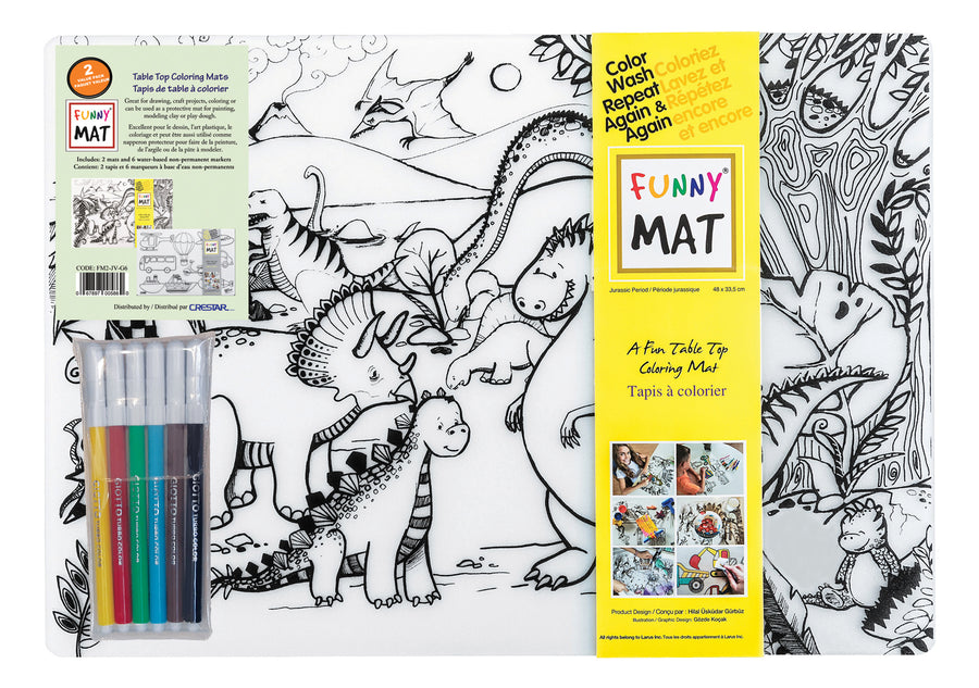 Funny Mat 2 pk(Jurrasic & Vehicle) & 6 Giotto markers