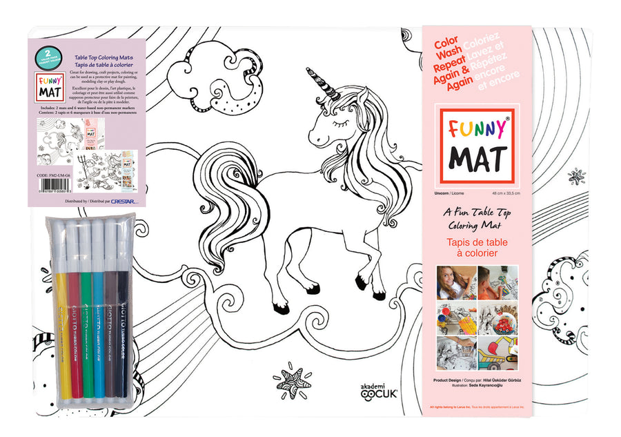 Funny Mat 2 pk(Unicorn & Mermaid) & 6 Giotto markers