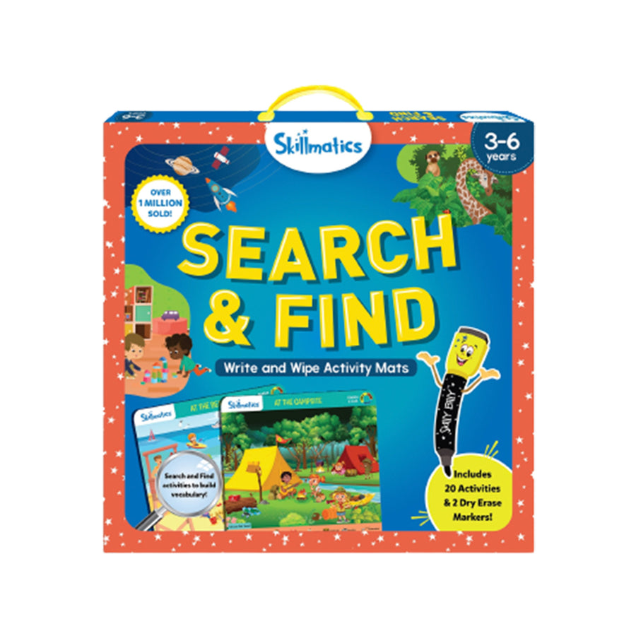 Skillmatics Search and Find Game, Reusable Activity Mats with 2 Dry Erase Markers, for Ages 3 to 6