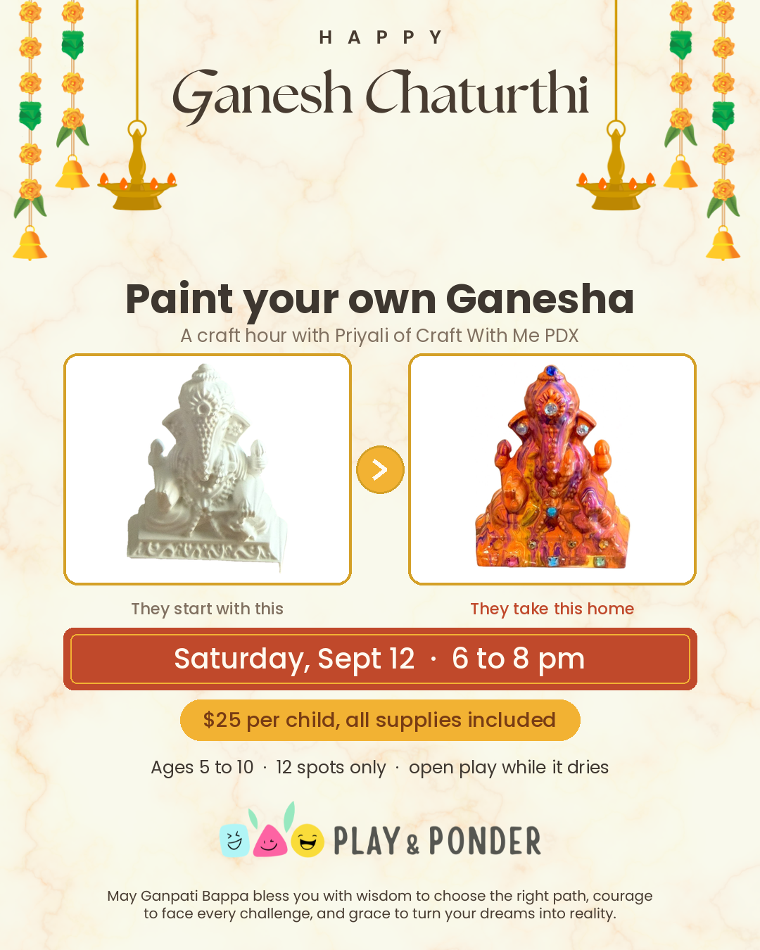 Paint Your Own Ganesha with Craft With Me PDX
