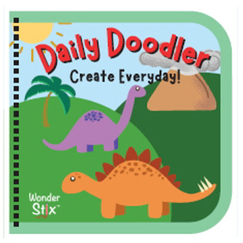 Daily Doodler Reusable Activity Book- Dino Cover, Includes 4 Wonder Stix