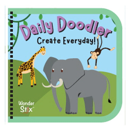 Daily Doodler Reusable Activity Book-Wild Animals Cover, Includes 4 Wonder Stix